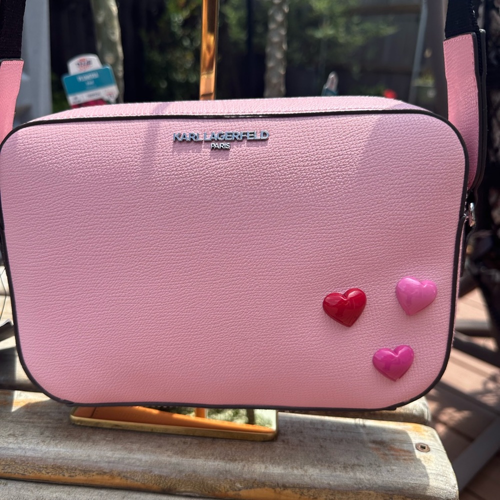 Karl Lagerfeld Pink Bag  Crossbody with Heart Details